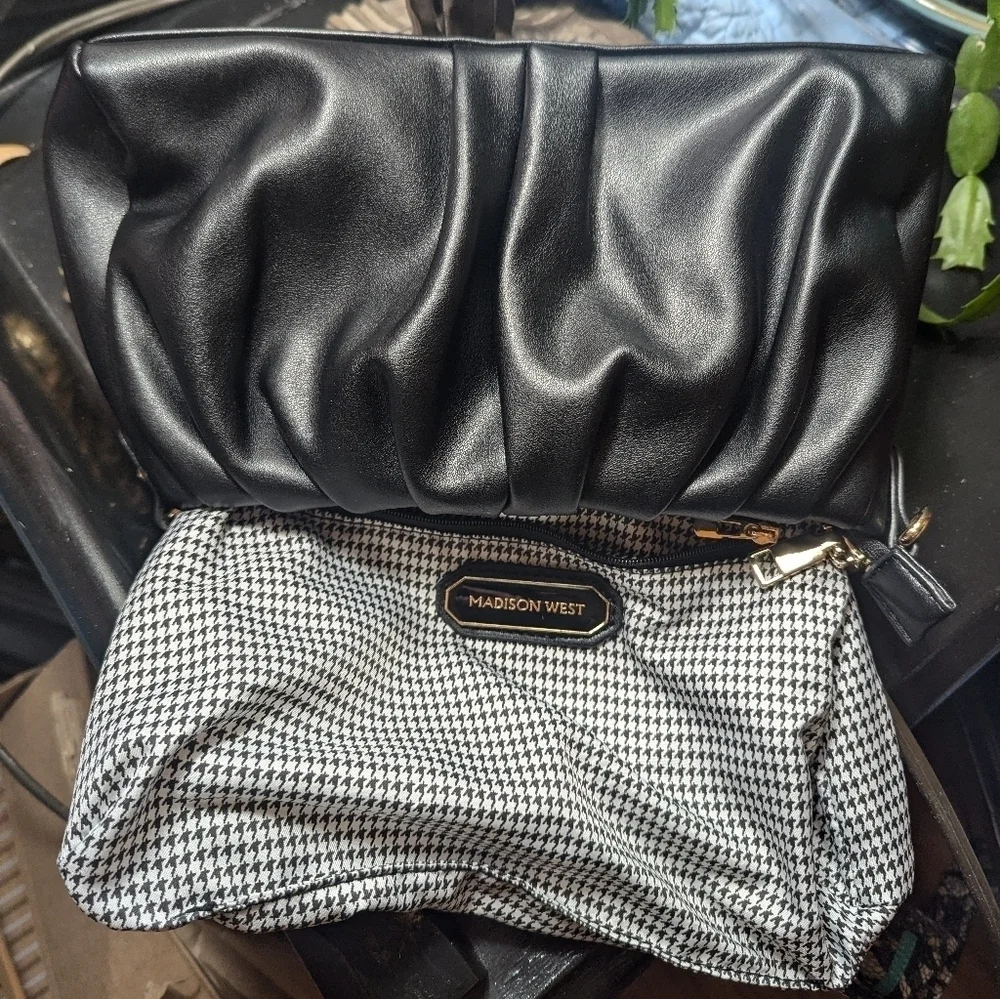 NWOT Madison West Rusched Bag in Black